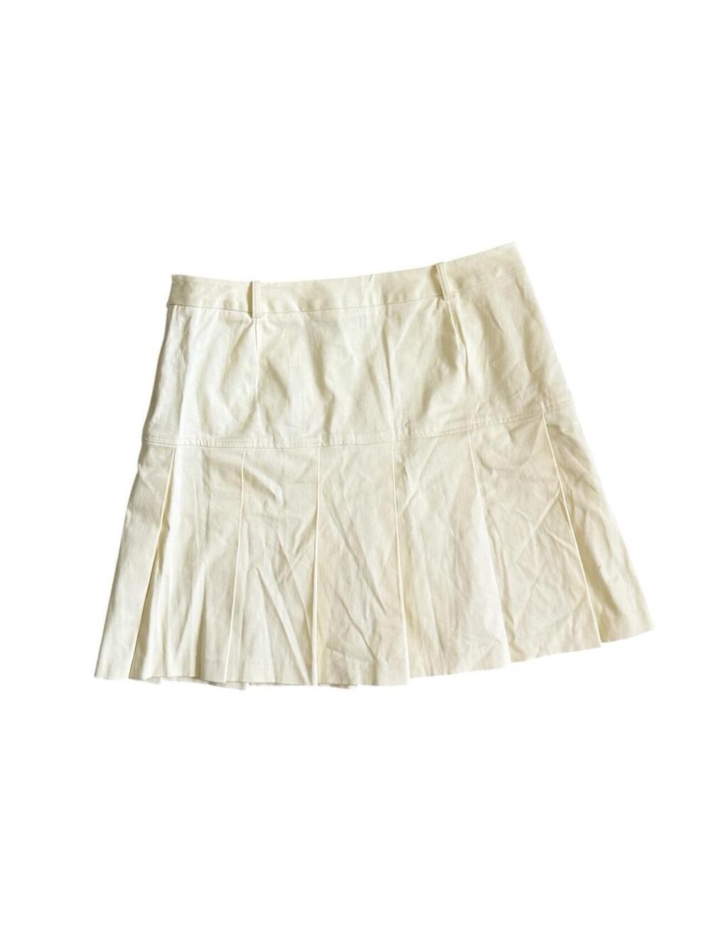 NWT Vintage Y2K Butter Yellow Pleated Drop Waist Mini Skirt Size 14